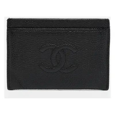 Chanel Black Caviar Leather CC Timeless Card Holder