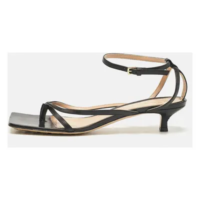 Bottega Veneta Black Leather Strech Ankle Strap Sandals Size