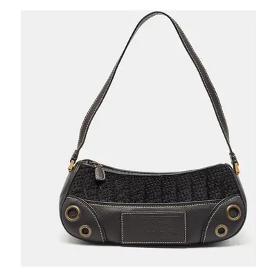 Dior Black Calf Hair and Leather Cadillac Shoulder Bag