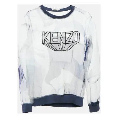 Kenzo Blue Printed Sheer Organza Sweatshirt