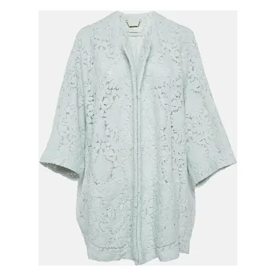 Chloe Faded Mint Blue Lace Open Front Jacket