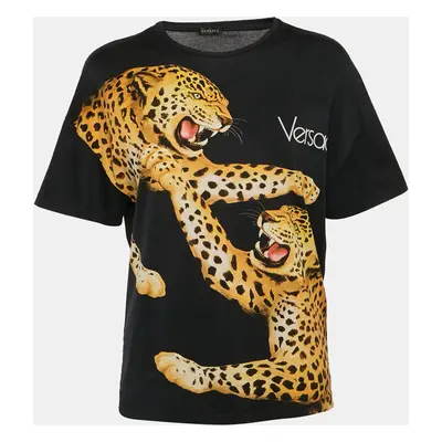 Versace Black Printed Cotton Crew-Neck T-Shirt