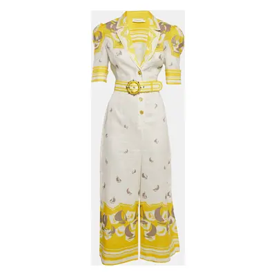 Zimmermann White/Yellow Sail Boat Print Linen Jumpsuit