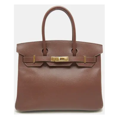 Hermes Brown Leather Birkin Tote Bag