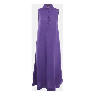 Loro Piana Purple Linen Sleeveless Long Dress