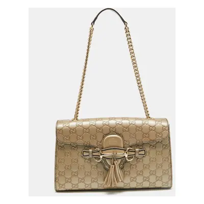 Gucci Gold Guccissima Leather Emily Chain Shoulder Bag