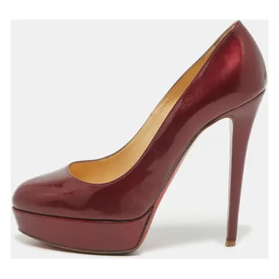 Christian Louboutin Red Patent Leather Bianca Platform Pumps Size 38.5