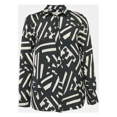 Burberry London Black Printed Silk Button Front Shirt