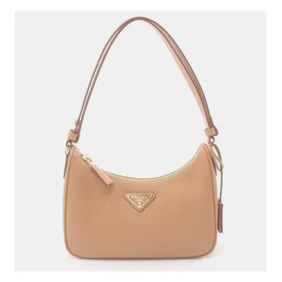 Prada Saffiano Lux Leather Beige Shoulder Bag