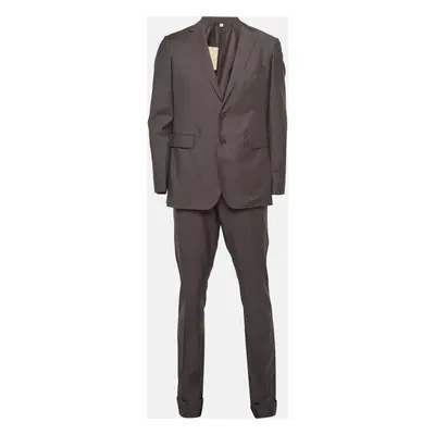 Burberry Grey Wool Blend Single Breasted Pants Suit