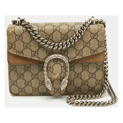 Gucci Beige GG Supreme Canvas and Suede Mini Dionysus Shoulder Bag