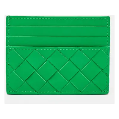 Bottega Veneta Green Intrecciato Leather Card Holder