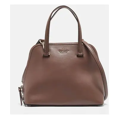 Kate Spade Taupe Brown Leather Patterson Drive Medium Dome Satchel