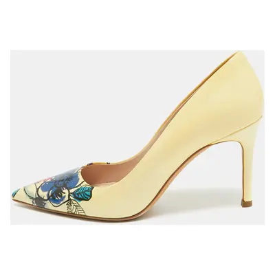 Miu Miu Yellow Patent Leather Floral Print Pumps Size