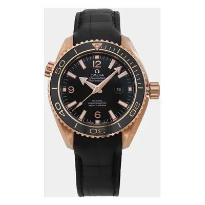 Omega Black 18k Rose Gold Seamaster Planet Ocean 232.63.38.20.01.001 Automatic Men's Wristwatch 