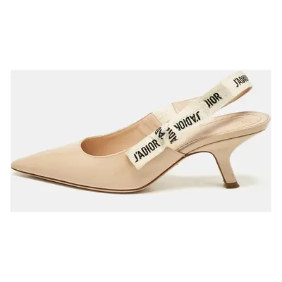 Dior Beige Patent J'adior Slingback Pumps Size 36.5