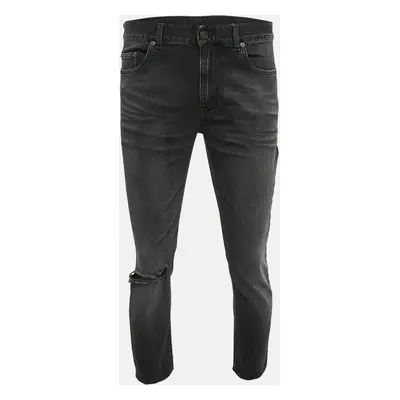 Saint Laurent Paris Black Denim Distressed Jeans Waist 32"