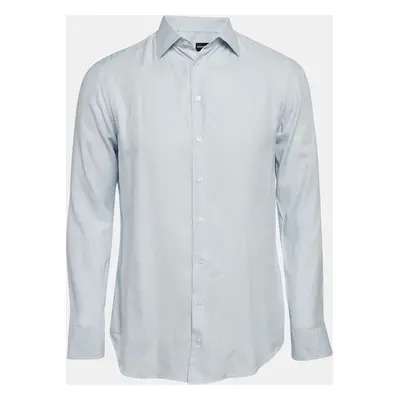 Giorgio Armani Blue Stripe Cotton Button Front Shirt