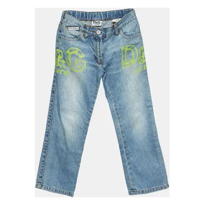 Dolce & Gabbana Blue Logo Print Denim Jeans Yrs