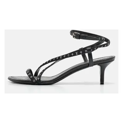 Louis Vuitton Black Canvas and Leather Ankle Strap Sandals Size 36.5