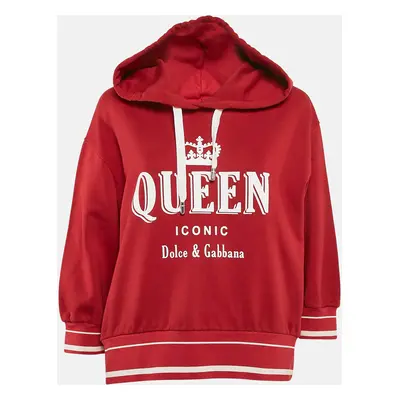 Dolce & Gabbana Red Printed Cotton Hoodie