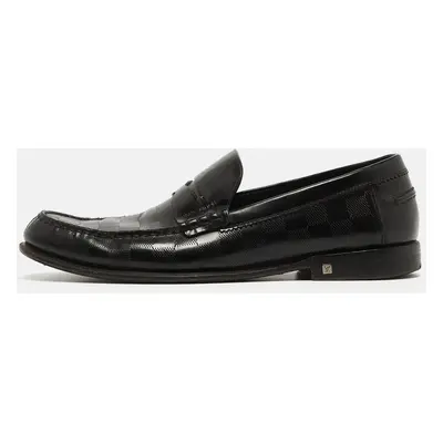 Louis Vuitton Black Damier Leather Santiago Loafers Size 41.5