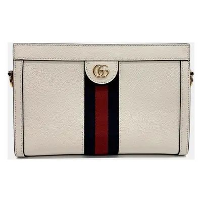 Gucci White Leather Ophidia GG shoulder bag