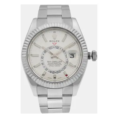 Rolex Silver Stainless Steel Sky-Dweller Automatic Men's Wristwatch mm