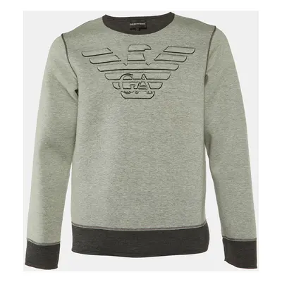 Emporio Armani Grey Logo Embroidered Double Jersey Sweatshirt