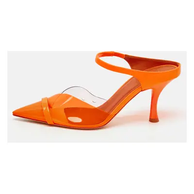 Malone Souliers Neon Orange PVC and Patent Leather Lona Mules Size