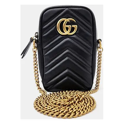 Gucci Black Leather GG Marmont Mini Bag