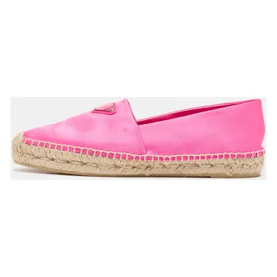 Prada Pink Satin Logo Plaque Espadrille Flats Size