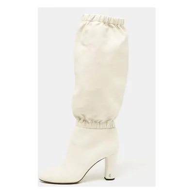 Jimmy Choo White Leather Maxyn Knee Length Boots Size