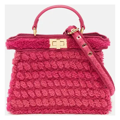 Fendi Pink Shearling and Leather Small Peekaboo ISeeU Top Handle Bag