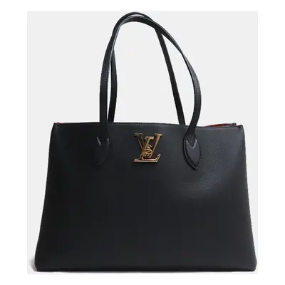 Louis Vuitton Black Leather Lockme Shopper Tote Bag