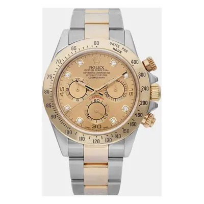 Rolex Champagne Diamond 18K Yellow Gold Stainless Steel Cosmograph Daytona Automatic Men's Wrist