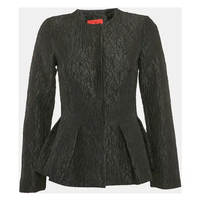 CH Carolina Herrera Black Jacquard Peplum Jacket