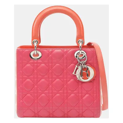 Dior Pink Medium Tricolor Lambskin Cannage Lady Dior