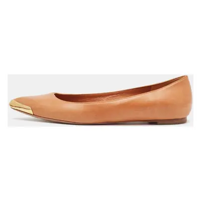 Alexander McQueen Tan Leather Pointed Toe Ballet Flats Size 38.5