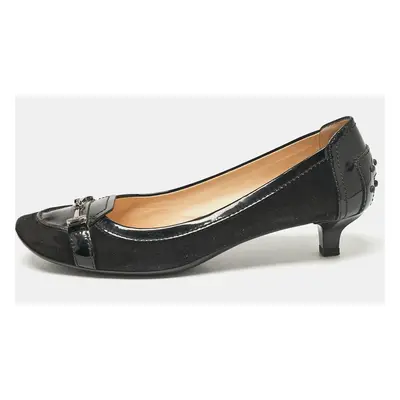 Tod's Black Suede and Patent Leather Pumps Size