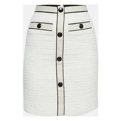 Maje Off- White Joppy Decorative-Button Tweed Mini Skirt