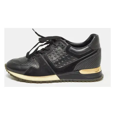 Louis Vuitton Black Leather and Suede Run Away Sneakers Size 36.5