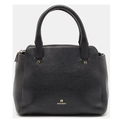 Aigner Black Grained Leather Cybill Tote