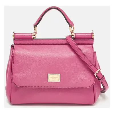 Dolce & Gabbana Pink Leather Medium Miss Sicily Top Handle Bag