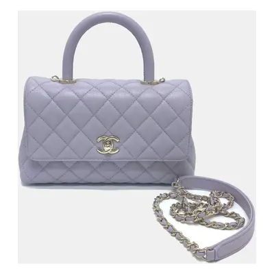 Chanel Purple Caviar Leather Coco Handle Shoulder Bag