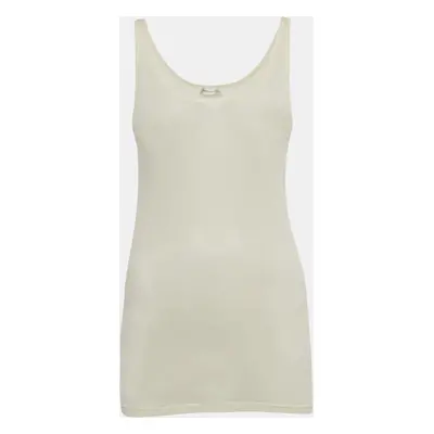 Saint Laurent Cream Rib Knit Tank Top