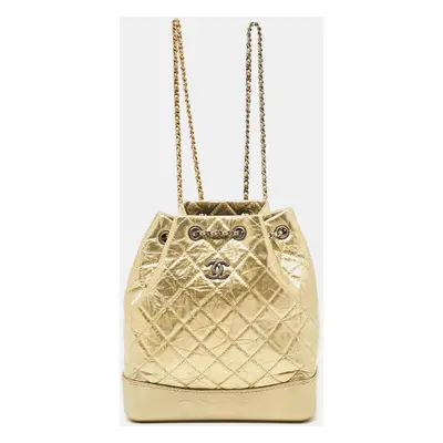 Chanel Gold Quilted Aged Leather Gabrielle Backpack