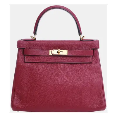 Hermes Rouge Grenat Togo Leather Kelly Bag