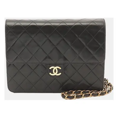 Chanel Black CC Quilted Lambskin Single Flap