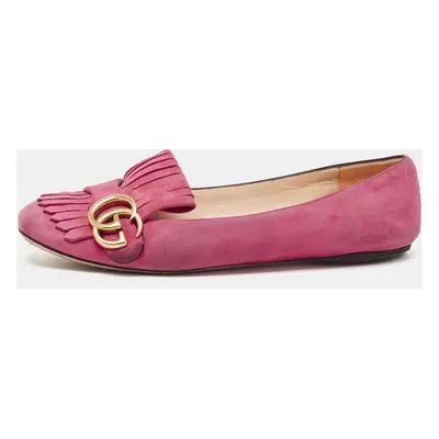 Gucci Pink Suede GG Marmont Ballet Flats Size 37.5